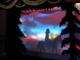 Black horseman riding through the forest within the model theatre